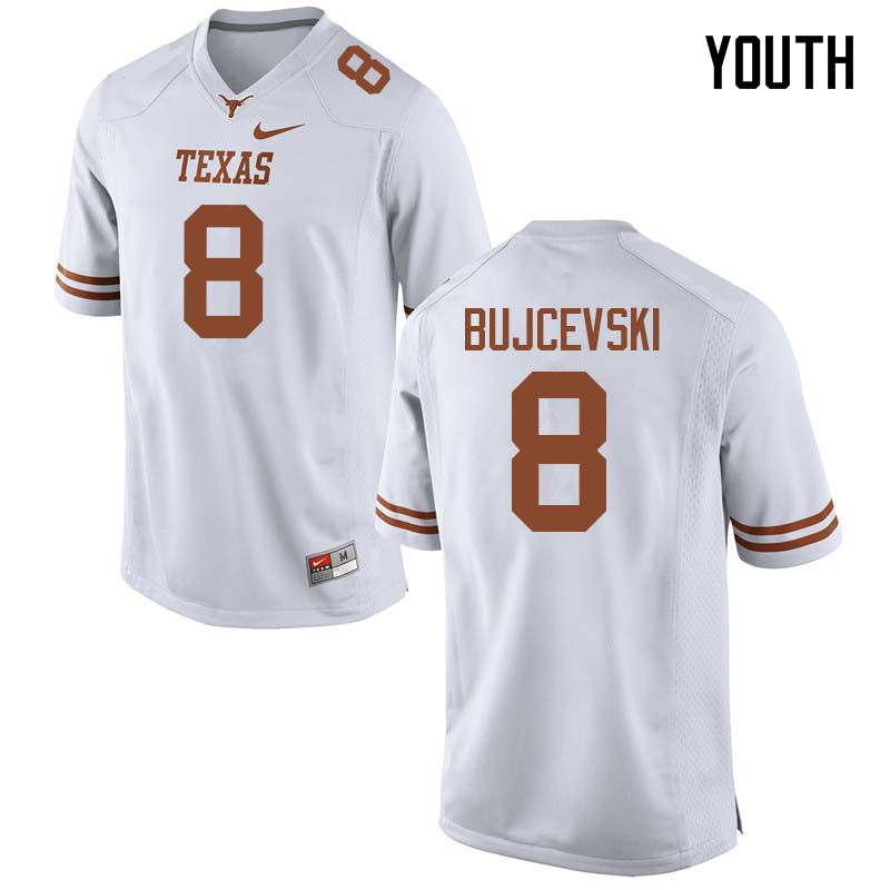 Youth #8 Ryan Bujcevski Texas Longhorns College Football Jerseys Sale-White - Click Image to Close